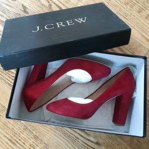 J Crew red suede pumps